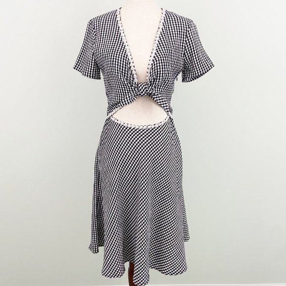 🌺SOLD🌺 NWT Solid & Striped | Black & White Gingham Cutout Dress XS - Picture 5 of 11